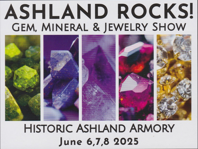 front of 2025 Ashland Rocks Gem Show postcard